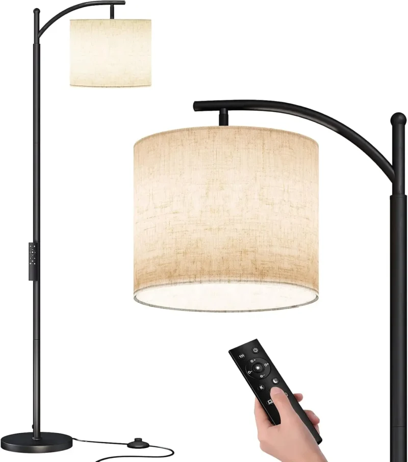 Modern Adjustable Black Arc Floor Lamp with 3 Temperature Settings for Living Room - Image 13