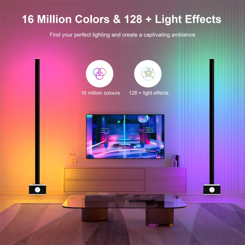 Smart RGB Corner Arc Floor Lamp with Music Sync and App Control for Living Room - Image 2