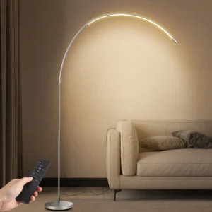 Modern Aluminum LED Arc Floor Lamp with Remote Dimmable Control for Living Room