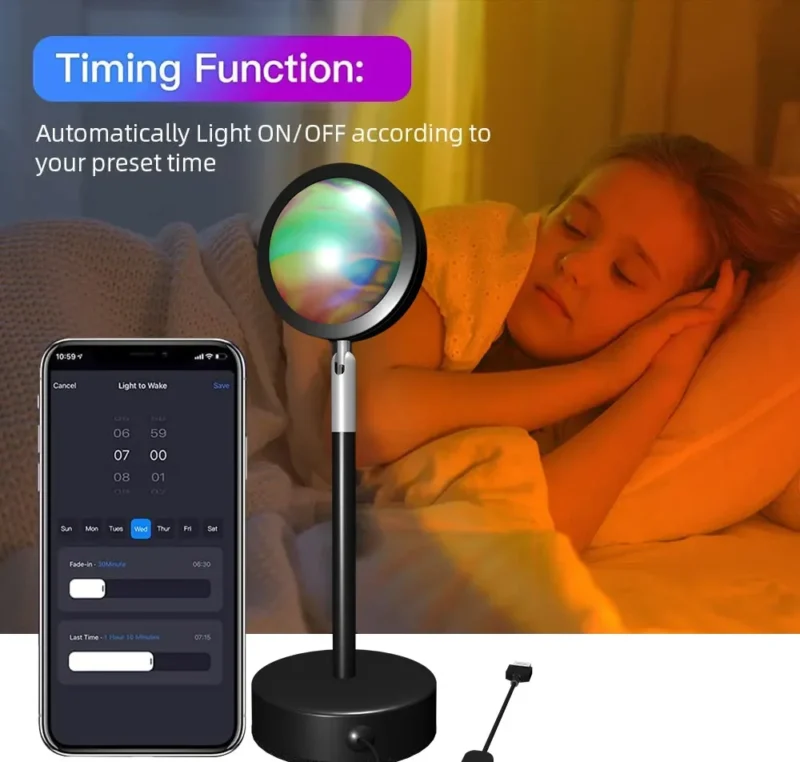 Modern RGB Sunset Arc Floor Lamp with App Remote Control for Living Room - Image 5