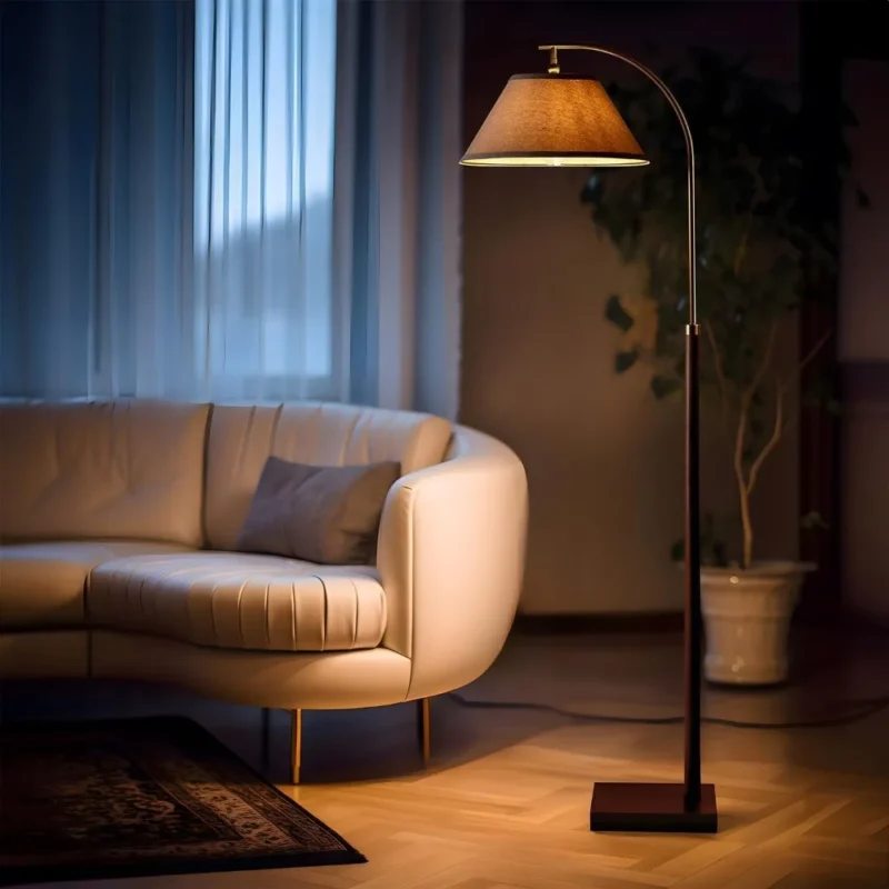 Modern Gold Arc Floor Lamp with Foot Switch for Living Room & Bedroom - Image 3