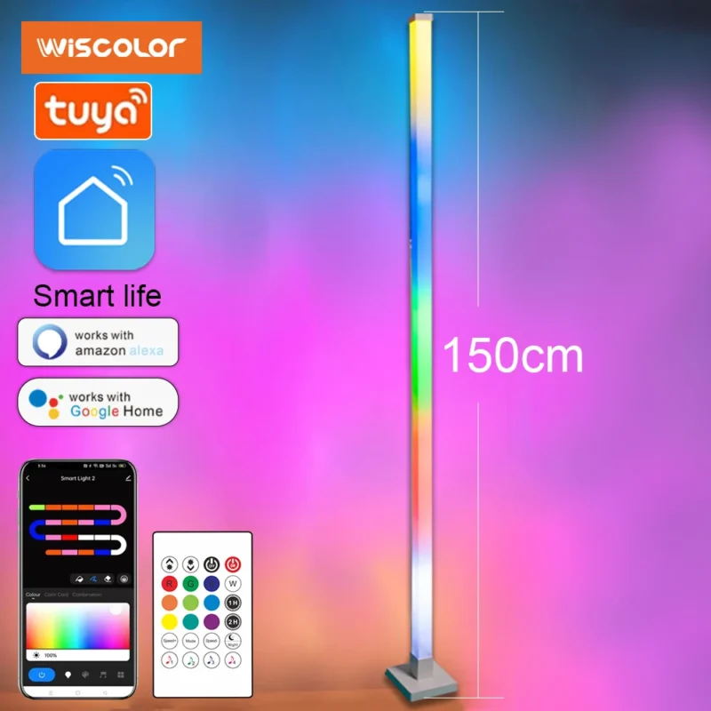 Modern RGB Corner Floor Lamp with Music Sync and Smart Home Compatibility - Image 6