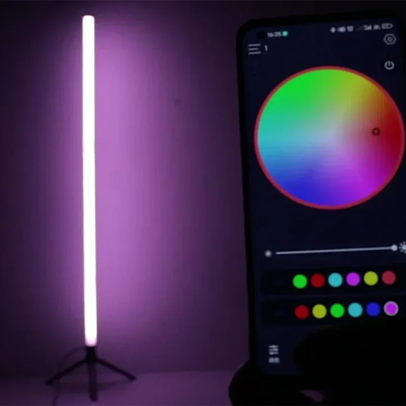 Modern RGB Corner Floor Lamp with Remote Control and USB Charging for Living Room - Image 3