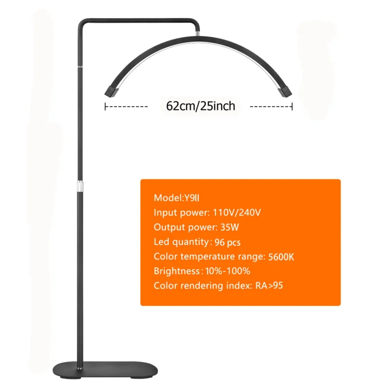 Professional Half-Moon Adjustable Arc LED Floor Lamp with Bi-Color Lighting for Makeup Artists - Image 7