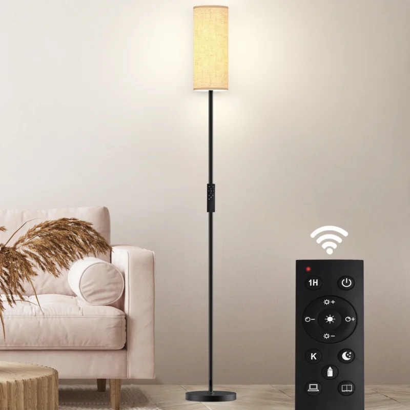 Modern Black Adjustable Arc Floor Lamp with Smart Dimmable LED for Living Room