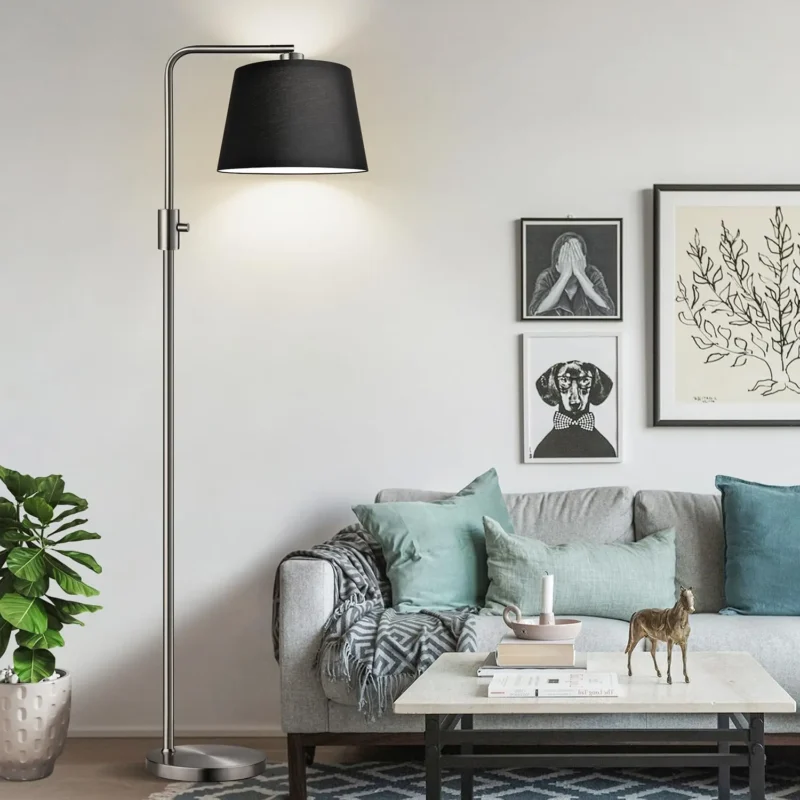 Modern Black Adjustable Arc Floor Lamp with Dimmable LED for Living Room - Image 14