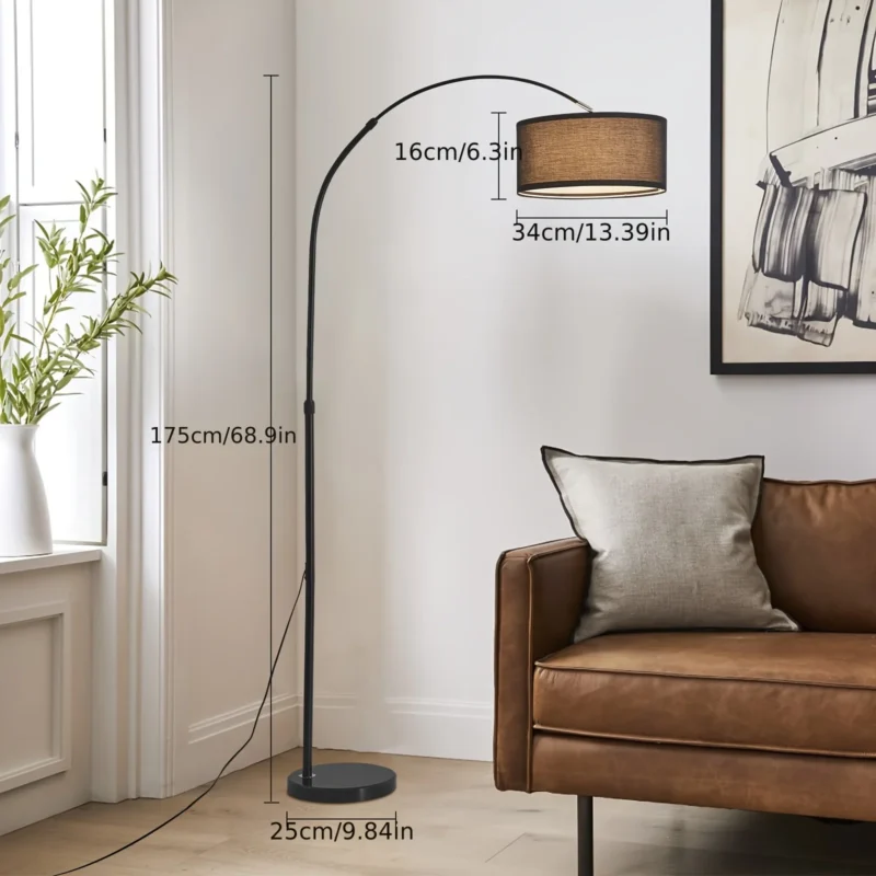 Modern Black Adjustable Arc Floor Lamp with Dimmable LED for Living Room - Image 3