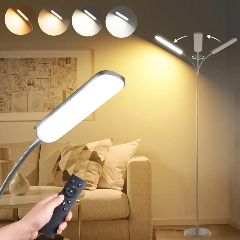 Modern Dimmable LED Arc Floor Lamp with Remote Control for Reading & Living Room - Image 11