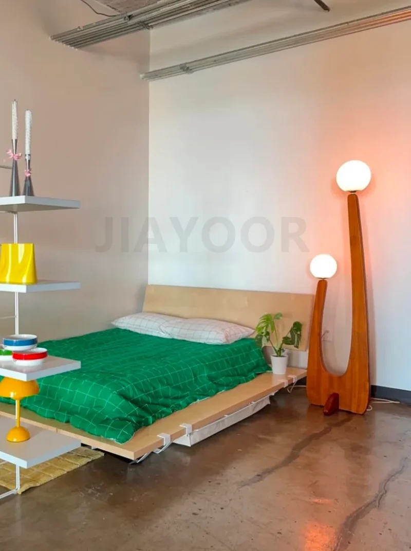 Minimalist Walnut Arc Floor Lamp with LED Lights for Living Room - Image 5