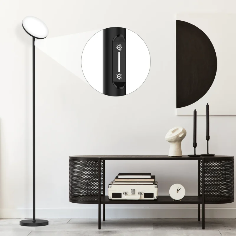 Modern LED Torchiere Floor Lamp with Remote Control and Dimming for Living Room - Image 3