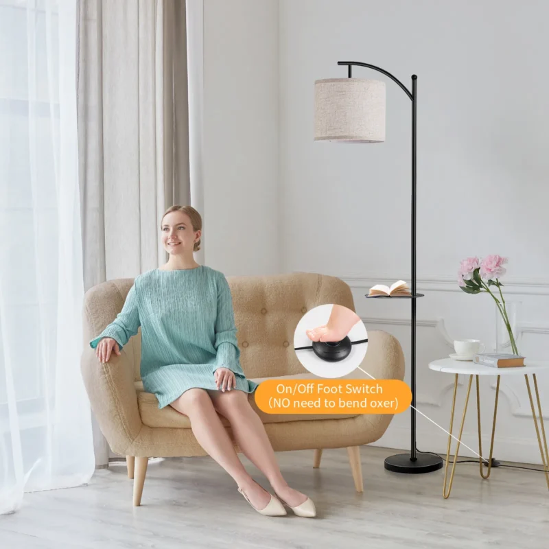 Modern Chrome Arc Floor Lamp with 3 Color Temperatures and Remote Control for Bedroom - Image 3