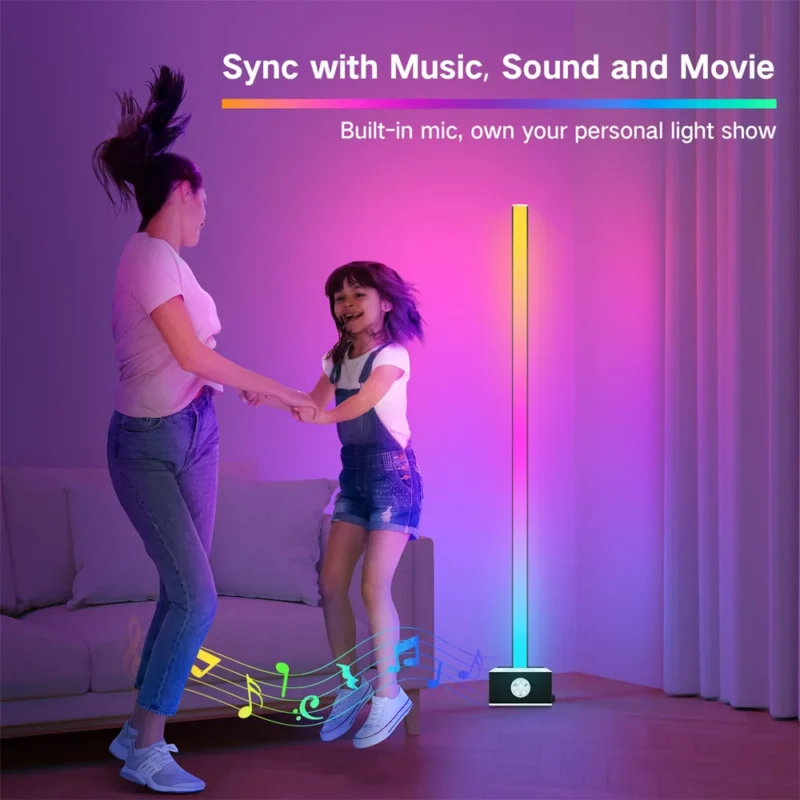 Smart RGB Corner Arc Floor Lamp with Music Sync and App Control for Living Room - Image 4