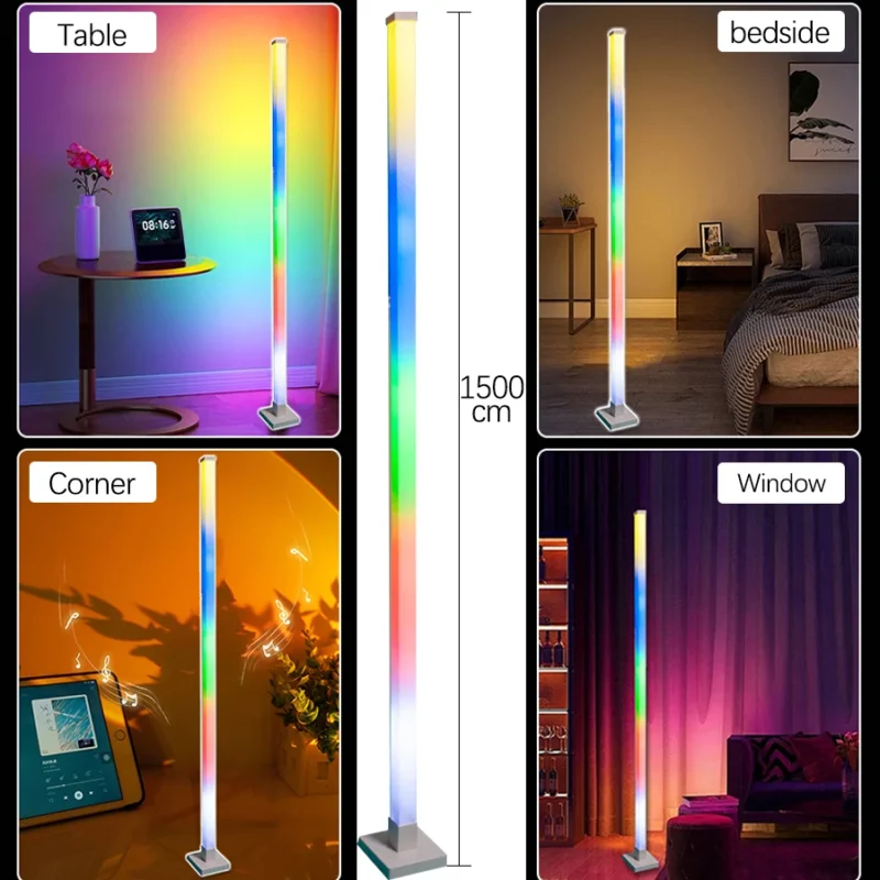 Modern RGB LED Arc Floor Lamp with Music Sync and Remote Control for Living Room - Image 2