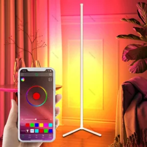 Smart RGB Corner Floor Lamp with App Control and Color Changing LED for Living Room