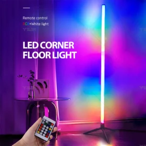 Modern RGB Corner Floor Lamp with Music Sync and Remote Control for Living Room