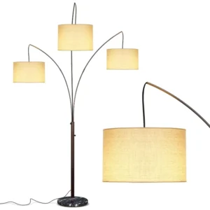 Modern 3-Light Arc Floor Lamp with Multiple Adjustable Heads for Living Room and Bedroom