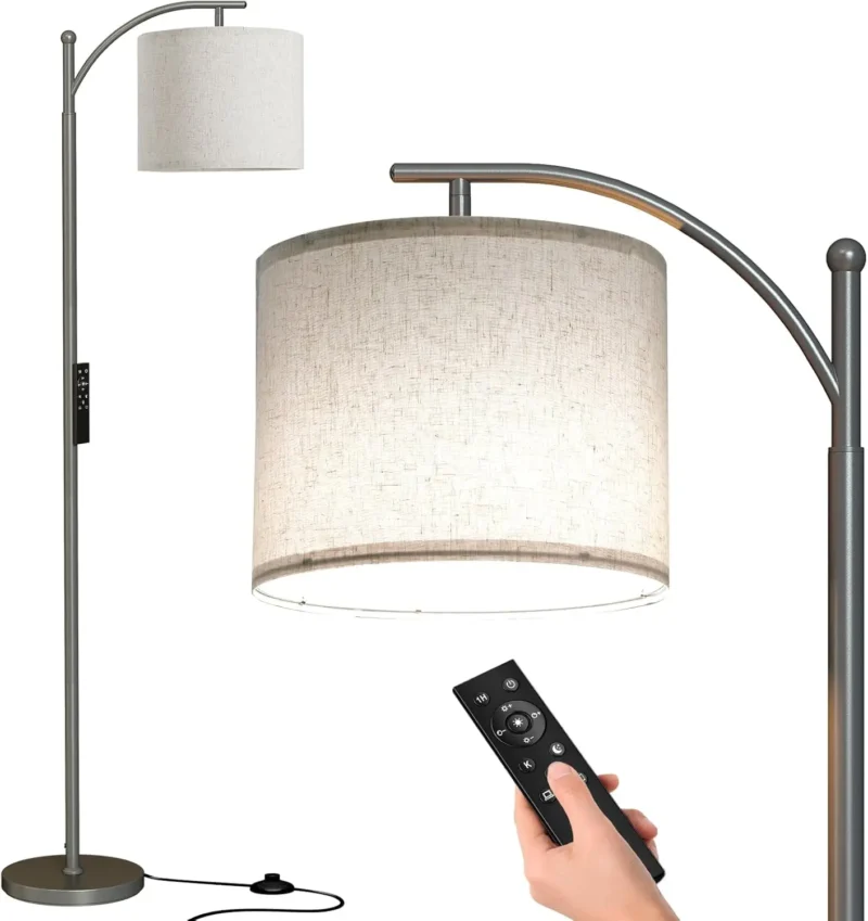 Modern Adjustable Black Arc Floor Lamp with 3 Temperature Settings for Living Room - Image 7