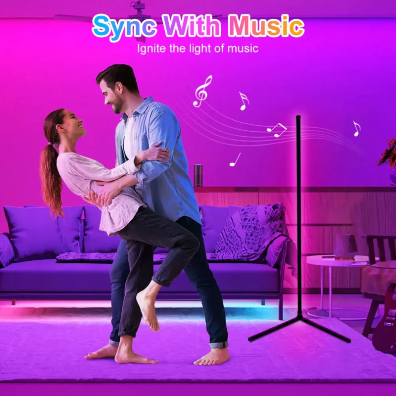 Modern RGB Corner Arc Floor Lamp with Smart Home Controls for Gaming Room - Image 3