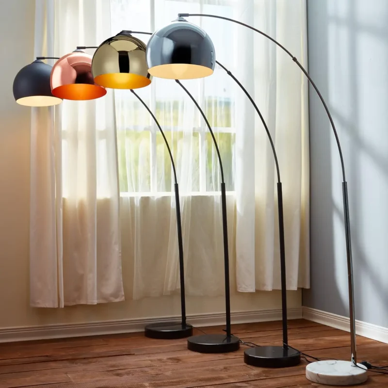 Modern Black Marble Base Arc Floor Lamp with Adjustable Arm for Living Room - Image 3