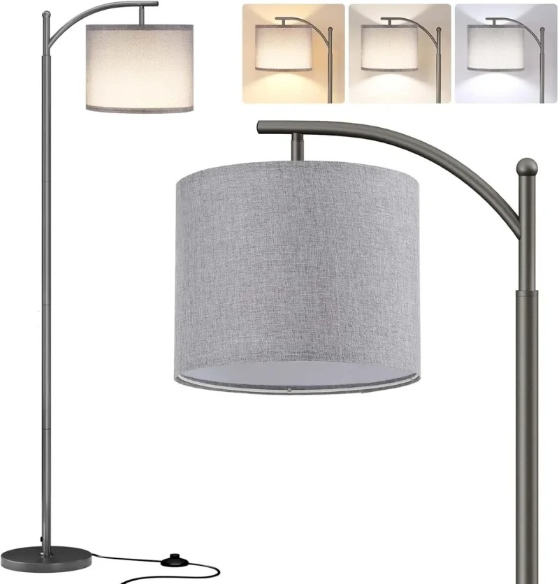 Modern Adjustable Black Arc Floor Lamp with 3 Temperature Settings for Living Room - Image 10