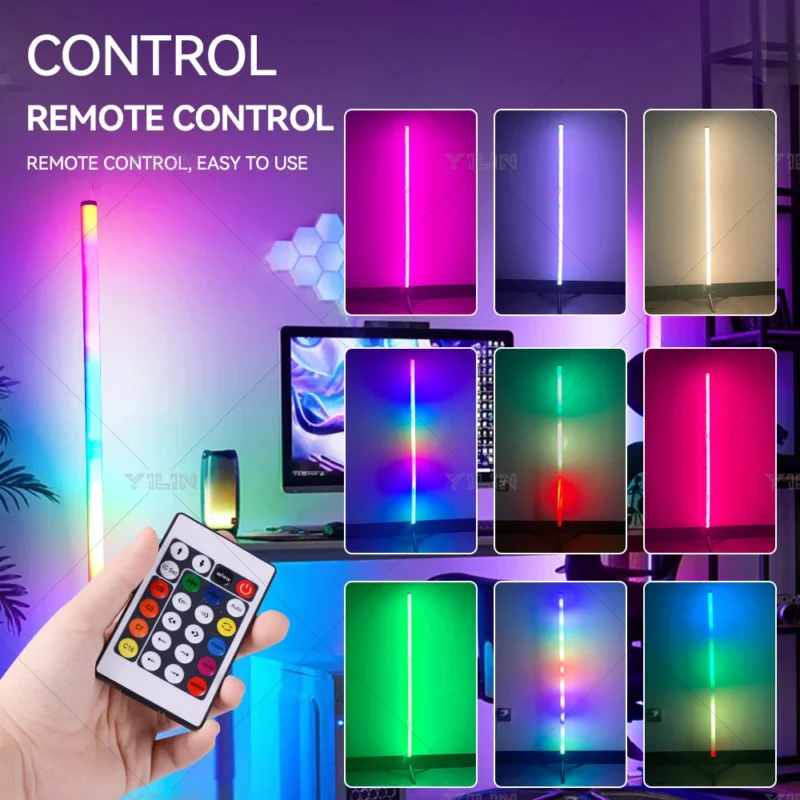 Modern RGB Corner Floor Lamp with Music Sync and Remote Control for Living Room - Image 2