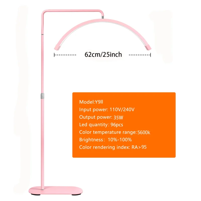 Professional Half-Moon Adjustable Arc LED Floor Lamp with Bi-Color Lighting for Makeup Artists - Image 8