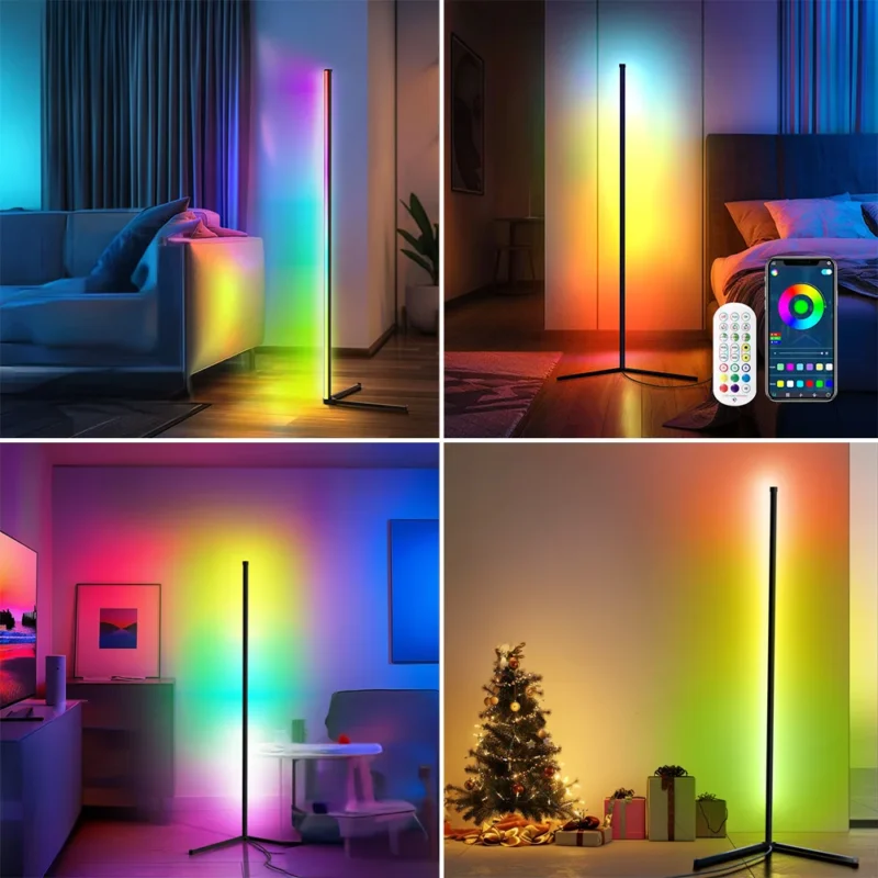 Modern RGB Corner Floor Lamp with 16 Million Colors and Remote Control for Living Room - Image 5