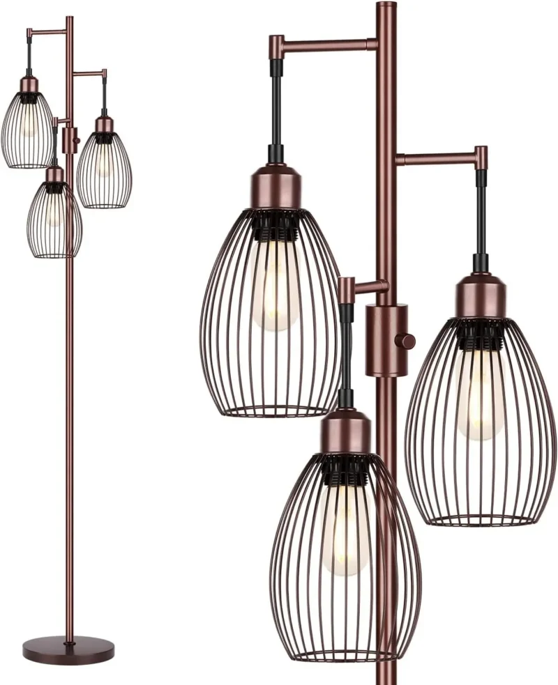Industrial Farmhouse Arc Floor Lamp with 3 Dimmable LED Bulbs for Living Room - Image 9
