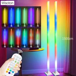 Modern RGB LED Arc Floor Lamp with Music Sync and Remote Control for Living Room