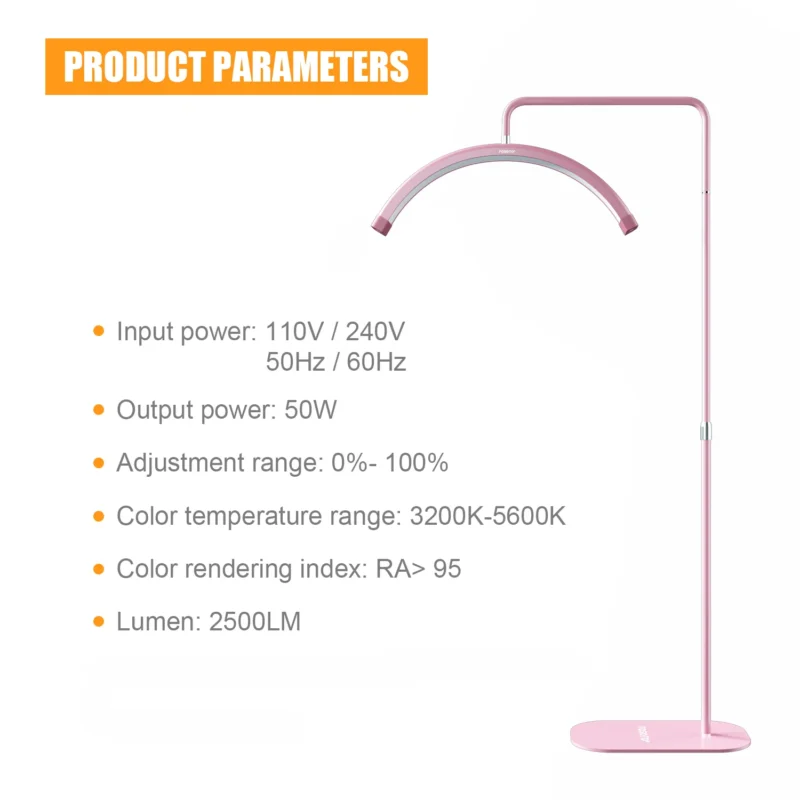 Professional Half-Moon Adjustable Arc LED Floor Lamp with Bi-Color Lighting for Makeup Artists - Image 10