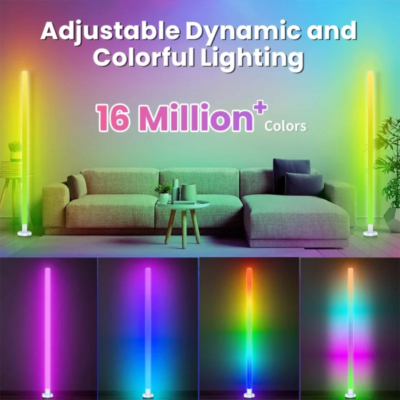 Modern RGB Corner Floor Lamp with Smart App Control for Gaming and Living Room - Image 2