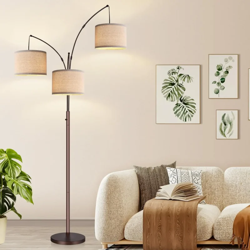 Modern Black 3-Light Arc Floor Lamp with Dimmable LED for Living Room - Image 7