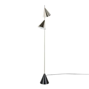 Contemporary Nickel Arc Floor Lamp with Black Marble Base for Living Room