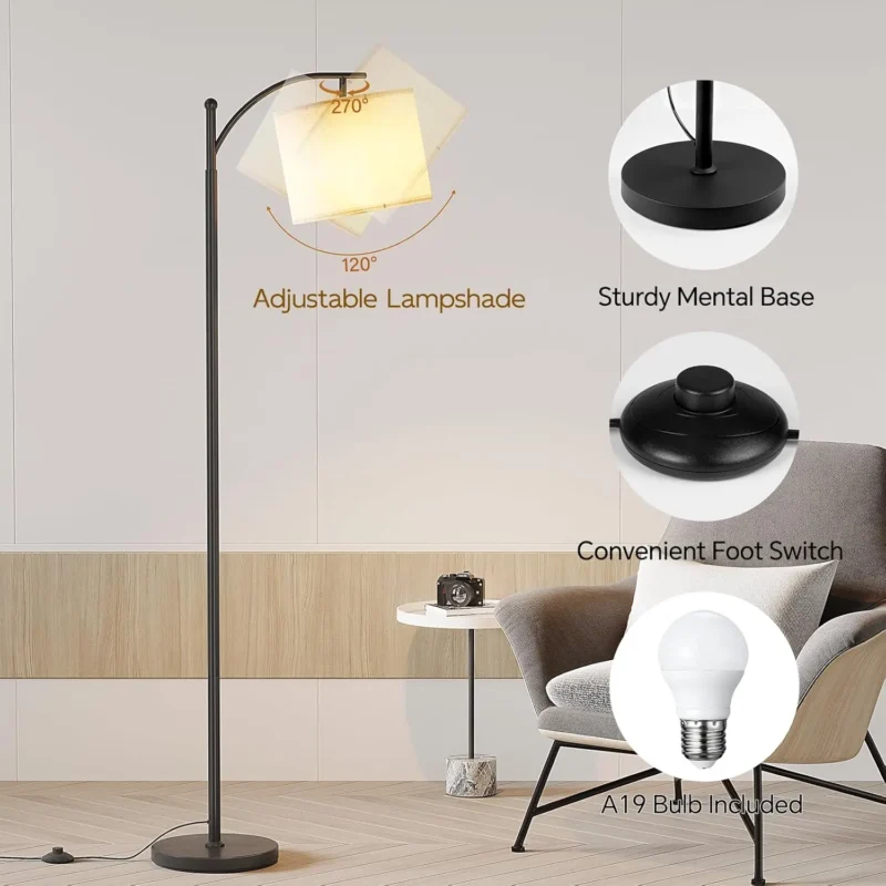 Modern Metal Arc Floor Lamp with 3-Color Temperature LED for Living Room - Image 4
