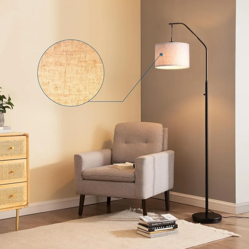 Modern adjustable arc floor lamp with dimming capabilities for perfect living room lighting