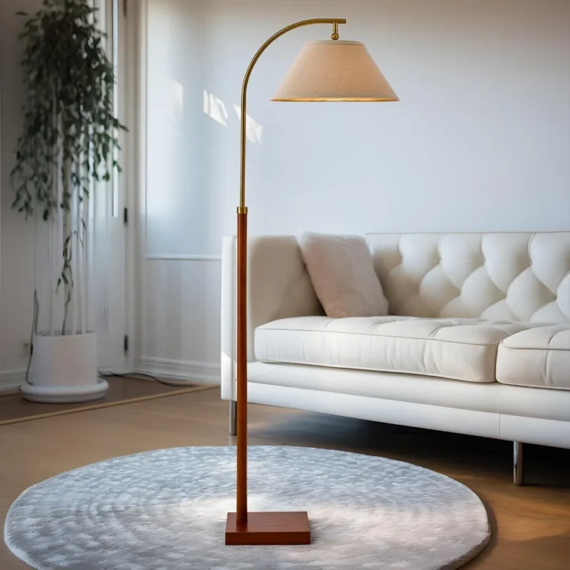 Modern Gold Arc Floor Lamp with Foot Switch for Living Room & Bedroom - Image 4