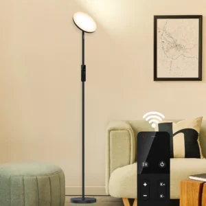 Modern LED Torchiere Floor Lamp with Remote Control and Dimming for Living Room