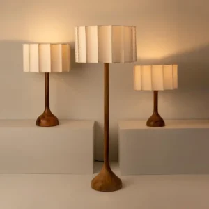 Japanese Zen Wooden Floor Lamp with Fabric Shade for Living Room
