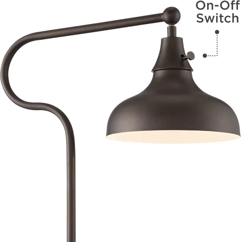 Vintage Bronze Pharmacy Floor Lamp with Wood Grain Finish for Reading and Living Room - Image 4