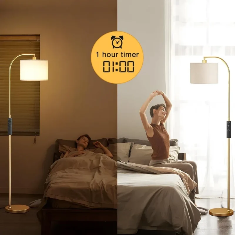 Modern Gold Adjustable Arc Floor Lamp with Remote Dimming for Living Room - Image 6