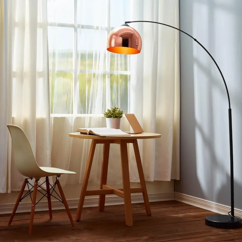 Modern Black Marble Base Arc Floor Lamp with Adjustable Arm for Living Room - Image 2