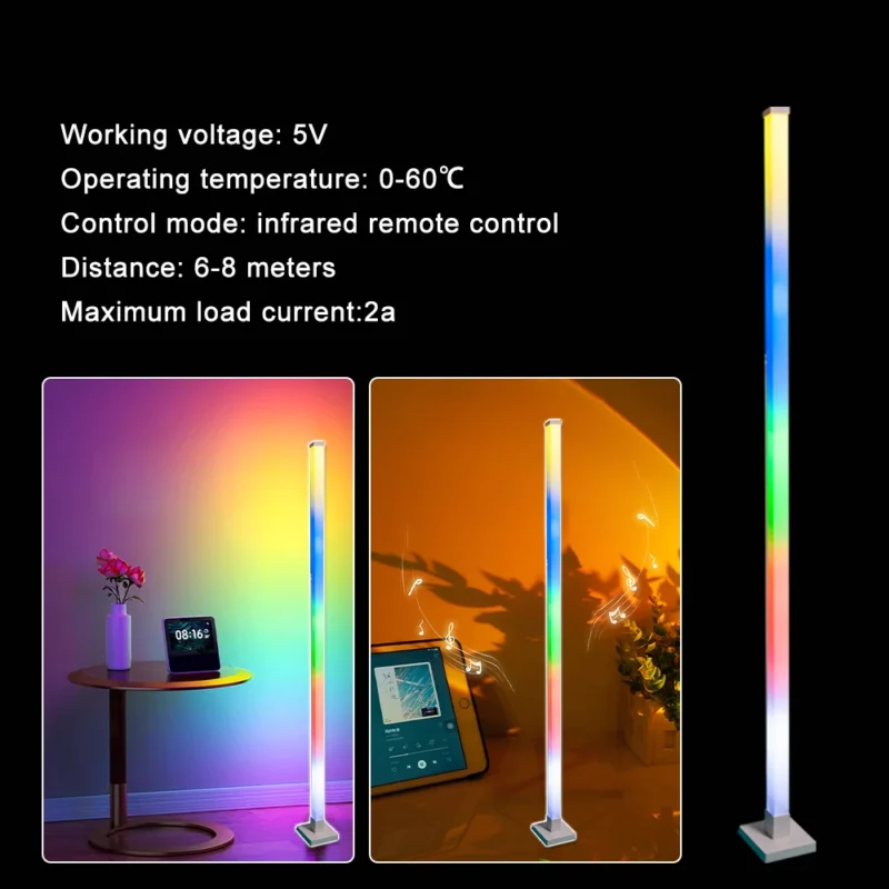Modern RGB Corner Floor Lamp with Music Sync and Smart Home Compatibility - Image 5