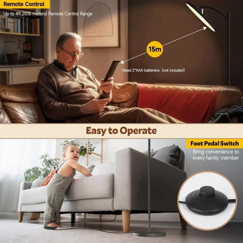 Modern Dimmable LED Arc Floor Lamp with Remote Control for Living Room - Image 5