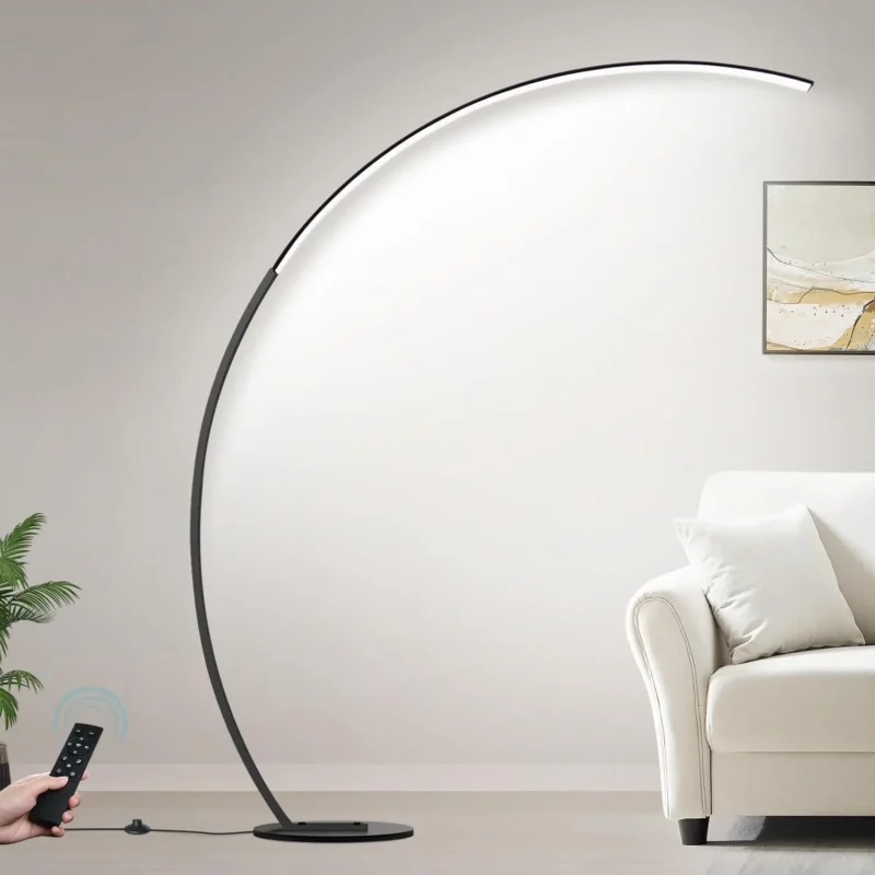 Modern Brown Arc Floor Lamp with Dimmable LED 3-Color Temperatures for Living Room - Image 8