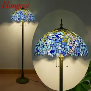 Vintage Stained Glass Tiffany Style Floor Lamp with LED for Living Room