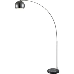 Tall Marble Base Arc Floor Lamp with Metal Dome Shade for Living Room