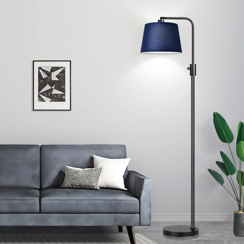 Contemporary Black Iron Arc Floor Lamp with Dimmable LED and Linen Shade - Image 12