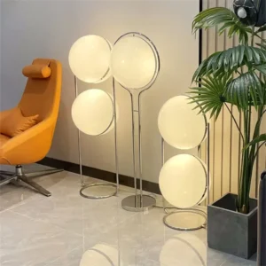 Modern Chrome Arc Floor Lamp with White Acrylic Globe for Living Room