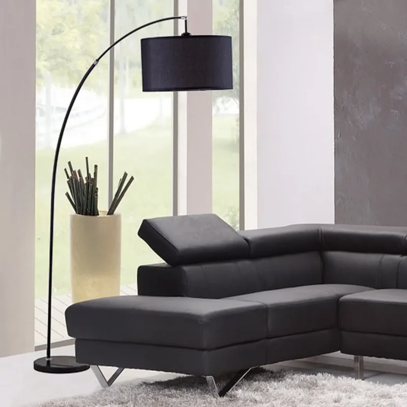 Modern Black Metal Arc Floor Lamp with Adjustable Head for Living Room - Image 2