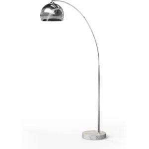 Modern Chrome Adjustable Arc Floor Lamp with Marble Base for Living Room